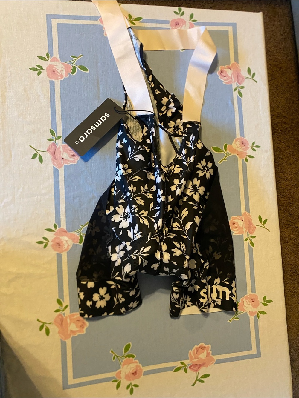 Samsara Black & White Floral Padded Biking one piece